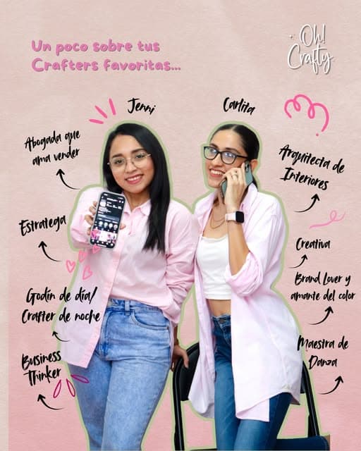 Jenni y Carla, las creadoras de Oh Crafty, en su publicación de presentación